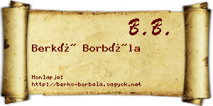 Berkó Borbála névjegykártya